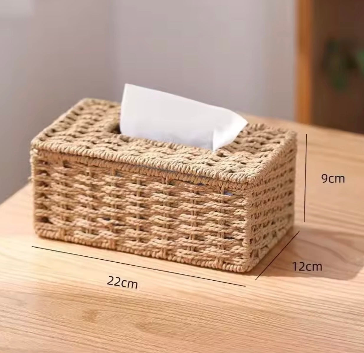 New Woven Tissue Box Imitation Rattan Woven Grass Tissue Storage Box Luxury Tissue Paper Holder Home Living RoomTable Decoration