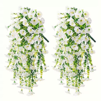 2pcs Artificial Morning Glory & Eucalyptus Hanging Decor Perfect for Home Garden Weddings Versatile Outdoor Plants Garden Party