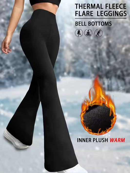 High Waisted Fleece Flare Leggings for Women - Super Soft Bootcut Pants with Tummy Control, Perfect for Yoga Practice