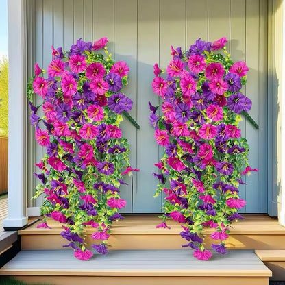 2pcs Artificial Morning Glory & Eucalyptus Hanging Decor Perfect for Home Garden Weddings Versatile Outdoor Plants Garden Party