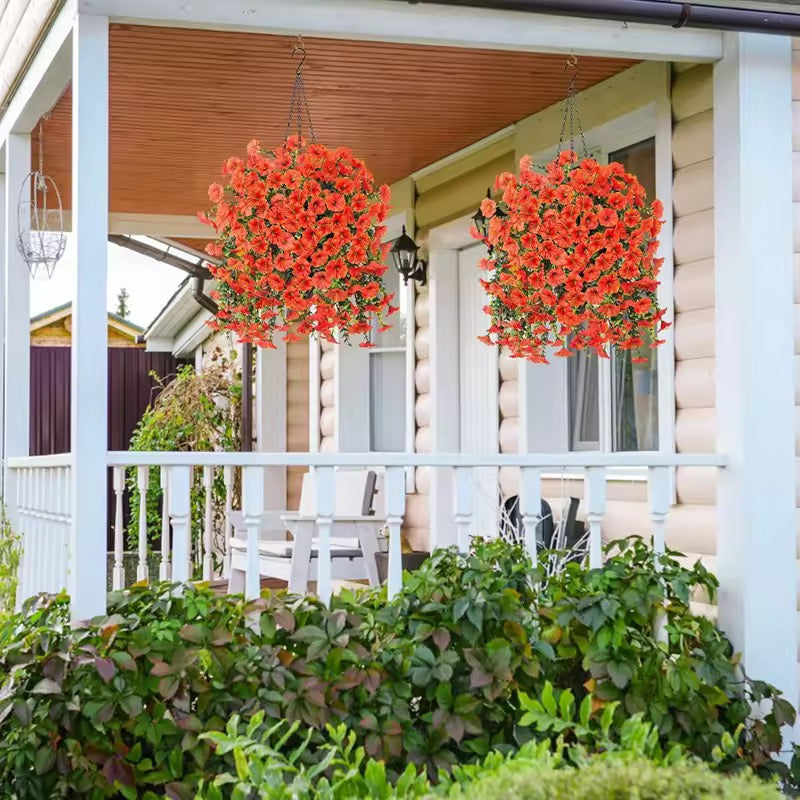 2pcs Artificial Morning Glory & Eucalyptus Hanging Decor Perfect for Home Garden Weddings Versatile Outdoor Plants Garden Party