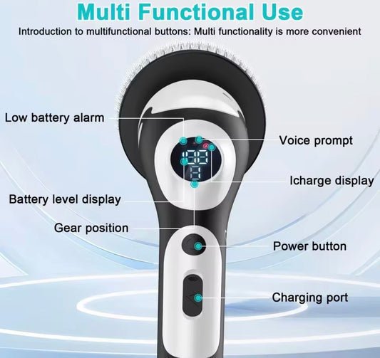 TINSOL 11-in-1 Multifunctional Electric Cleaning Brush Voice Rechargeable Smart Rotary Cleaning Brush Kitchen Cleaning Brush